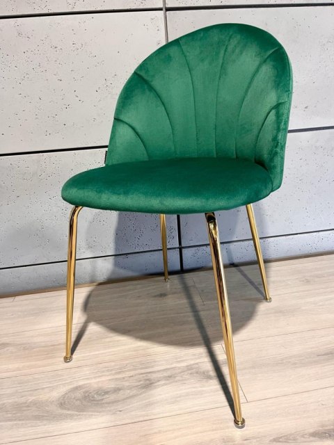 Krzesło tapicerowane CAMILA GREEN VELVET GOLD Lugano Krzesło tapicerowane CAMILA GREEN VELVET GOLD Lugano