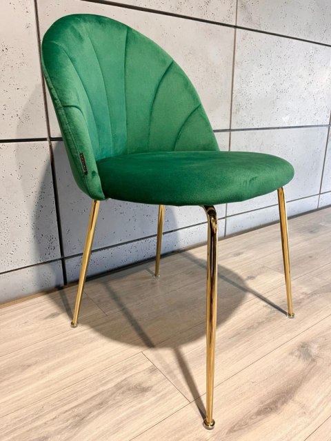 Krzesło tapicerowane CAMILA GREEN VELVET GOLD Lugano Krzesło tapicerowane CAMILA GREEN VELVET GOLD Lugano