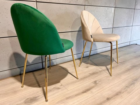 Krzesło tapicerowane CAMILA GREEN VELVET GOLD Lugano Krzesło tapicerowane CAMILA GREEN VELVET GOLD Lugano