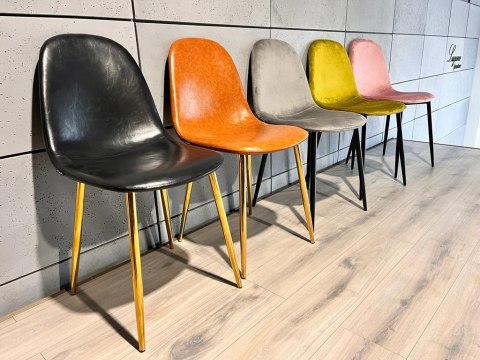 Krzesło tapicerowane GIULIA BLACK PU GOLD Lugano Krzesło tapicerowane GIULIA BLACK PU GOLD Lugano