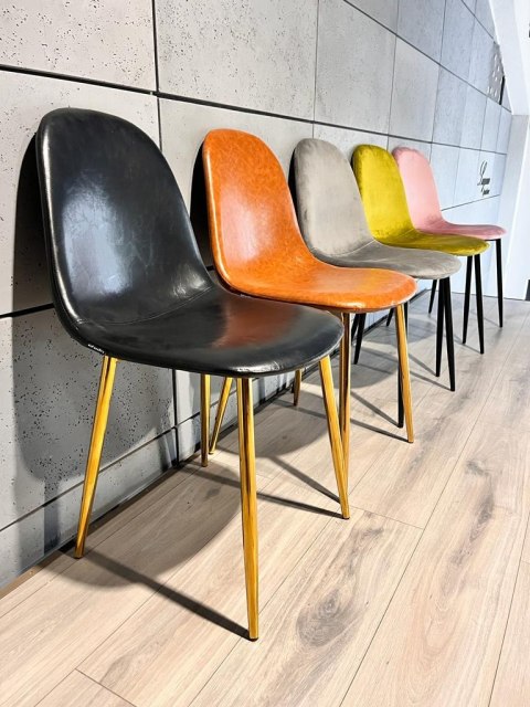 Krzesło tapicerowane GIULIA BLACK PU GOLD Lugano Krzesło tapicerowane GIULIA BLACK PU GOLD Lugano