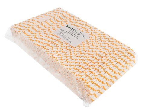 Bio Słomki Papierowe "biały, pomarańczowe kropy" 200x8 Bio Słomki Papierowe "biały, pomarańczowe kropy" 200x8