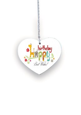 Zawieszka Serce 01 - Happy birthday (animals)... - S/01/14EN