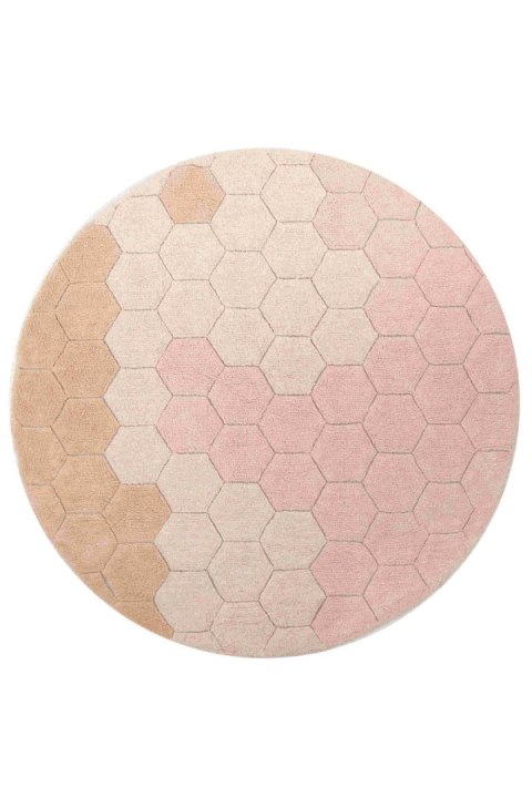 Dywan bawełnainy okrągły Ø 140, Round Honeycomb Rose, Planet Bee, Lorena Canals Lorena Canals