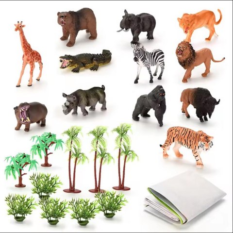 WOOPIE Large Wild Animal Figures Set + Mat and Accessories 23 el. Woopie WOOPIE Large Wild Animal Figures Set + Mat and Accessories 23 el. Woopie