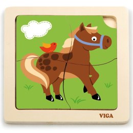 VIGA Poręczne Drewniane Puzzle Konik Viga Toys