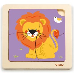 VIGA Poręczne Drewniane Puzzle Lew Viga Toys