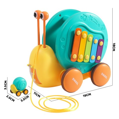 WOOPIE Ślimak do Ciągnięcia 4w1 Cymbałki Zębatki Sensoryczne Wyrzutnia + Małe Autko Woopie WOOPIE Ślimak do Ciągnięcia 4w1 Cymbałki Zębatki Sensoryczne Wyrzutnia + Małe Autko Woopie