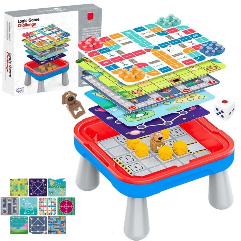 WOOPIE Stolik Gier Planszowych Logicznych 65 el. Zestaw 10w1 Woopie