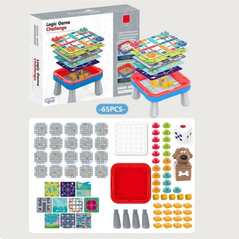 WOOPIE Stolik Gier Planszowych Logicznych 65 el. Zestaw 10w1 Woopie WOOPIE Stolik Gier Planszowych Logicznych 65 el. Zestaw 10w1 Woopie