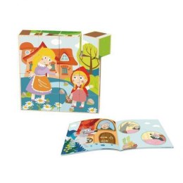 TOOKY TOY Drewniane Klocki Puzzle Układanka Montessori Czerwony Kapturek + Książeczka 17 el. Tooky Toy