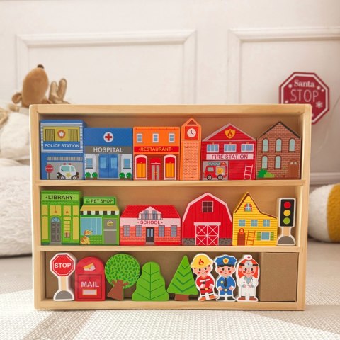 TOOKY TOY Drewniany Zestaw Budynków i Figurek Miasto Tooky Toy TOOKY TOY Drewniany Zestaw Budynków i Figurek Miasto Tooky Toy