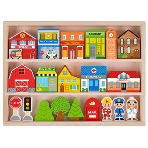 TOOKY TOY Drewniany Zestaw Budynków i Figurek Miasto Tooky Toy TOOKY TOY Drewniany Zestaw Budynków i Figurek Miasto Tooky Toy