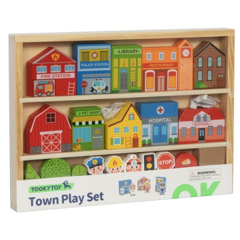 TOOKY TOY Drewniany Zestaw Budynków i Figurek Miasto Tooky Toy TOOKY TOY Drewniany Zestaw Budynków i Figurek Miasto Tooky Toy