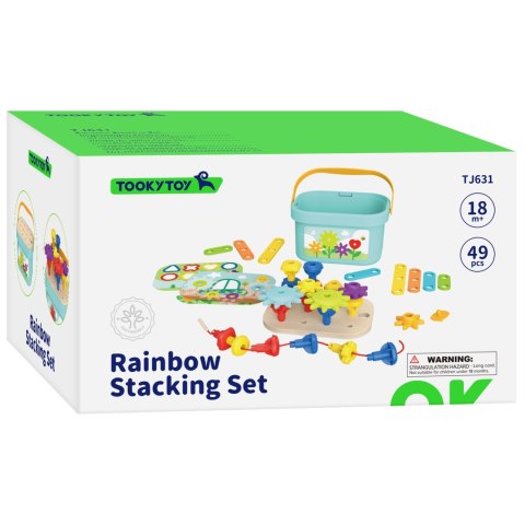 TOOKY TOY Układanka Montessori Kołki w Pudełku Stosy Nawlekanka Tooky Toy TOOKY TOY Układanka Montessori Kołki w Pudełku Stosy Nawlekanka Tooky Toy