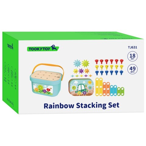 TOOKY TOY Układanka Montessori Kołki w Pudełku Stosy Nawlekanka Tooky Toy TOOKY TOY Układanka Montessori Kołki w Pudełku Stosy Nawlekanka Tooky Toy