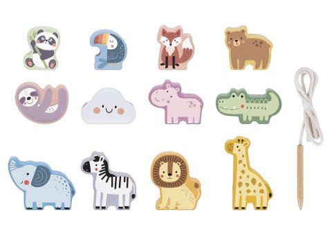 WOOPIE GREEN Drewniana Nawlekanka Klocki Przeplatanka ZOO Montessori 13 el. Woopie Let's Go Green WOOPIE GREEN Drewniana Nawlekanka Klocki Przeplatanka ZOO Montessori 13 el. Woopie Let's Go Green