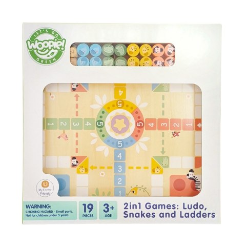 WOOPIE GREEN Gry Planszowe Logiczne 2w1 Ludo Chińczyk + Węże i Drabiny Woopie Let's Go Green WOOPIE GREEN Gry Planszowe Logiczne 2w1 Ludo Chińczyk + Węże i Drabiny Woopie Let's Go Green