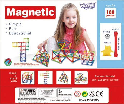 WOOPIE Magnetic Construction Blocks Creative Puzzle 180 pcs. Woopie WOOPIE Magnetic Construction Blocks Creative Puzzle 180 pcs. Woopie