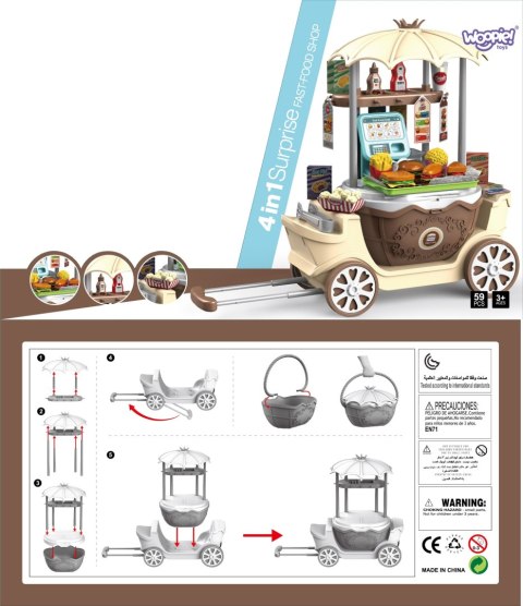 WOOPIE Sklep Fast Food na Kółkach Wózek Walizka 59 akc. 4w1 Woopie WOOPIE Sklep Fast Food na Kółkach Wózek Walizka 59 akc. 4w1 Woopie
