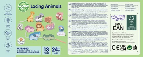 WOOPIE GREEN Drewniana Nawlekanka Klocki Przeplatanka ZOO Montessori 13 el. Woopie Let's Go Green WOOPIE GREEN Drewniana Nawlekanka Klocki Przeplatanka ZOO Montessori 13 el. Woopie Let's Go Green