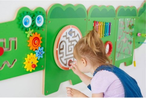 VIGA Tablica Sensoryczna Manipulacyjna Krokodyl Certyfikat FSC Montessori Viga Toys VIGA Tablica Sensoryczna Manipulacyjna Krokodyl Certyfikat FSC Montessori Viga Toys