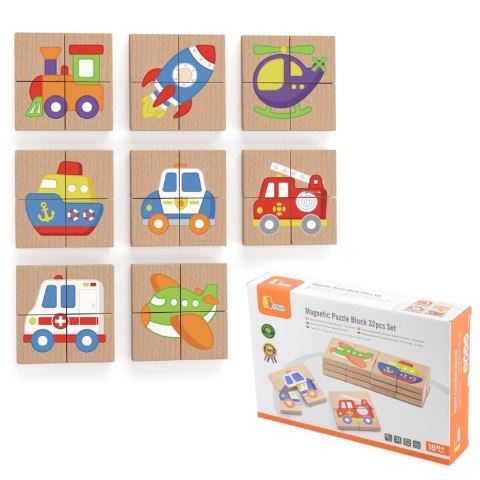 Viga Układanka drewniana puzzle magnetyczne - pojazdy Certyfikat FSC Viga Toys Viga Układanka drewniana puzzle magnetyczne - pojazdy Certyfikat FSC Viga Toys