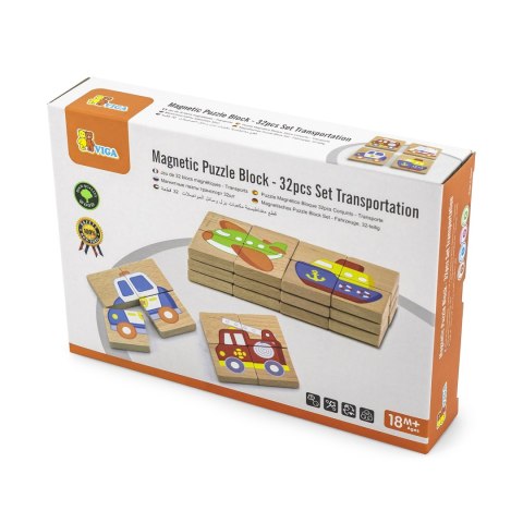 Viga Układanka drewniana puzzle magnetyczne - pojazdy Certyfikat FSC Viga Toys Viga Układanka drewniana puzzle magnetyczne - pojazdy Certyfikat FSC Viga Toys