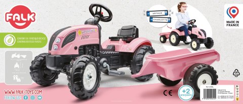 FALK Traktor Country Star Różowy na Pedały + Przyczepka i Klakson od 2 Lat. FALK FALK Traktor Country Star Różowy na Pedały + Przyczepka i Klakson od 2 Lat. FALK