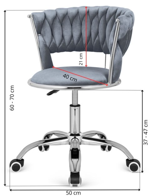 Krzesło obrotowe warkocz TRECCIA OFFICE GREY VELVET OUTLET Lugano Krzesło obrotowe warkocz TRECCIA OFFICE GREY VELVET OUTLET Lugano