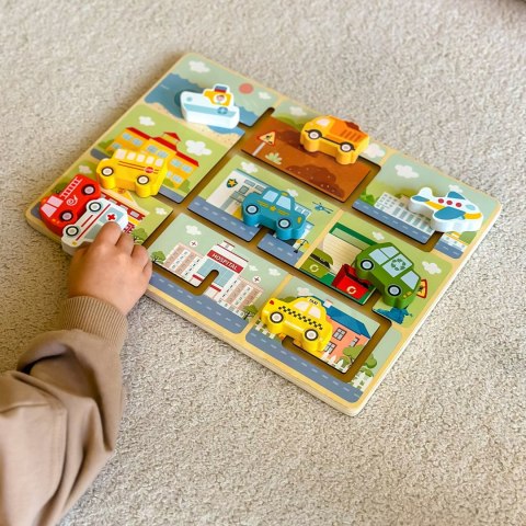 TOOKY TOY Labirynt Drewniany Pojazdy Układanka Tooky Toy TOOKY TOY Labirynt Drewniany Pojazdy Układanka Tooky Toy