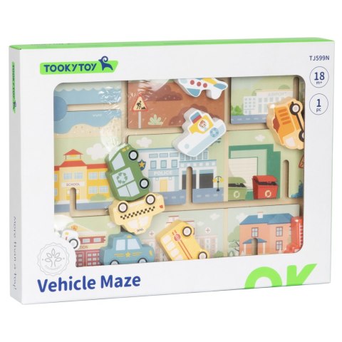 TOOKY TOY Labirynt Drewniany Pojazdy Układanka Tooky Toy TOOKY TOY Labirynt Drewniany Pojazdy Układanka Tooky Toy