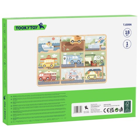 TOOKY TOY Labirynt Drewniany Pojazdy Układanka Tooky Toy TOOKY TOY Labirynt Drewniany Pojazdy Układanka Tooky Toy