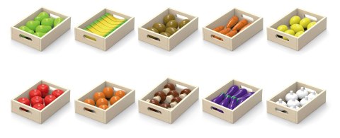 VIGA Drewniane Owoce Warzywa Zestaw 10 skrzynek Viga Toys VIGA Drewniane Owoce Warzywa Zestaw 10 skrzynek Viga Toys