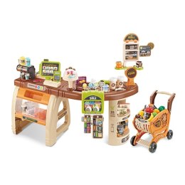 WOOPIE Sklep Supermarket Wózek Kasa Ruchome Elementy + 65 akc. Woopie