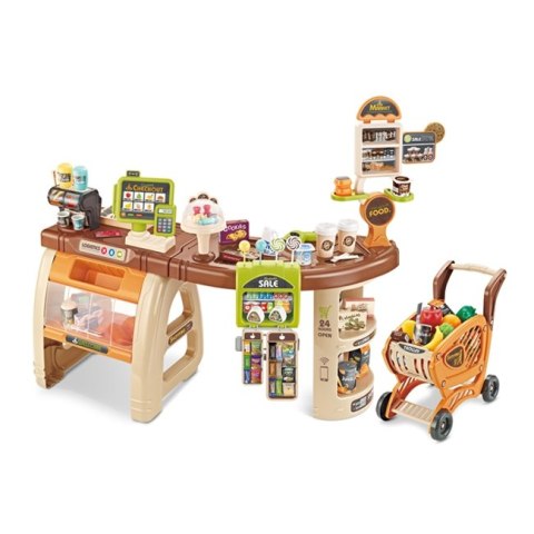 WOOPIE Sklep Supermarket Wózek Kasa Ruchome Elementy + 65 akc. Woopie WOOPIE Sklep Supermarket Wózek Kasa Ruchome Elementy + 65 akc. Woopie