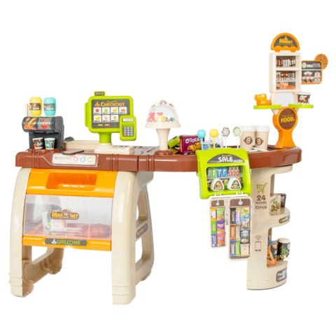 WOOPIE Sklep Supermarket Wózek Kasa Ruchome Elementy + 65 akc. Woopie WOOPIE Sklep Supermarket Wózek Kasa Ruchome Elementy + 65 akc. Woopie