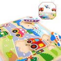 TOOKY TOY Drewniane Puzzle Montessori Dźwiękowe Układanka Pojazdy do Dopasowania Tooky Toy