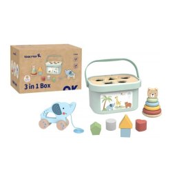 TOOKY TOY Pudełko Sorter Box 3w1 Klocki Piramidka Słonik Tooky Toy