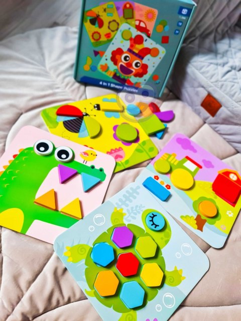 TOOKY TOY Puzzle 4 w 1 Układanka Klocki Mntessori Tooky Toy TOOKY TOY Puzzle 4 w 1 Układanka Klocki Mntessori Tooky Toy