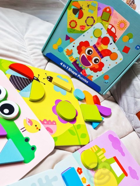 TOOKY TOY Puzzle 4 w 1 Układanka Klocki Mntessori Tooky Toy TOOKY TOY Puzzle 4 w 1 Układanka Klocki Mntessori Tooky Toy