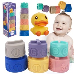WOOPIE BABY Klocki Sensoryczne Układanka Piramida do Ściskania Wody Dźwięk Nauka Alfabetu Kaczuszka 7 el. Woopie Baby