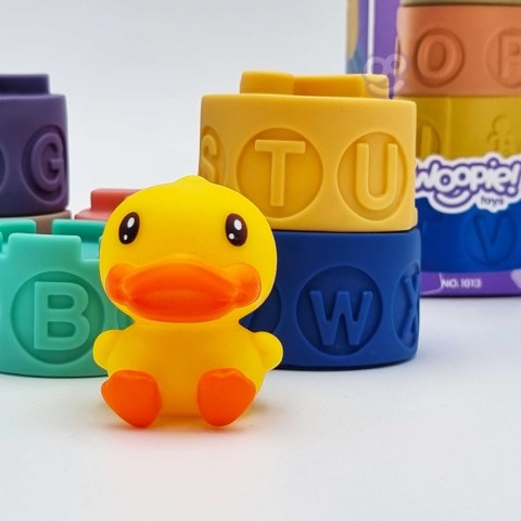 WOOPIE BABY Klocki Sensoryczne Układanka Piramida do Ściskania Wody Dźwięk Nauka Alfabetu Kaczuszka 7 el. Woopie Baby WOOPIE BABY Klocki Sensoryczne Układanka Piramida do Ściskania Wody Dźwięk Nauka Alfabetu Kaczuszka 7 el. Woopie Baby