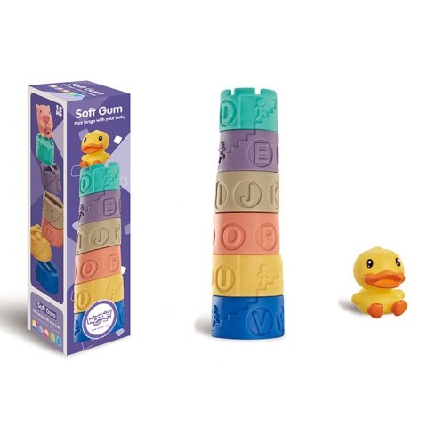 WOOPIE BABY Klocki Sensoryczne Układanka Piramida do Ściskania Wody Dźwięk Nauka Alfabetu Kaczuszka 7 el. Woopie Baby WOOPIE BABY Klocki Sensoryczne Układanka Piramida do Ściskania Wody Dźwięk Nauka Alfabetu Kaczuszka 7 el. Woopie Baby