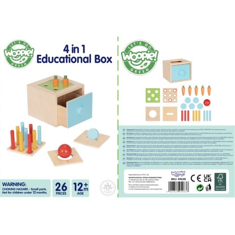WOOPIE GREEN Drewniana Szuflada Edukacyjna 4w1 Sorter Montessori Gra w Marchewki FSC Woopie Let's Go Green WOOPIE GREEN Drewniana Szuflada Edukacyjna 4w1 Sorter Montessori Gra w Marchewki FSC Woopie Let's Go Green