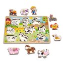 WOOPIE GREEN Drewniane Puzzle Montessori Farma z Pinezkami Do Dopasowania Woopie Let's Go Green
