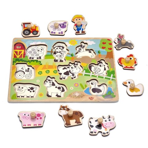 WOOPIE GREEN Drewniane Puzzle Montessori Farma z Pinezkami Do Dopasowania Woopie Let's Go Green WOOPIE GREEN Drewniane Puzzle Montessori Farma z Pinezkami Do Dopasowania Woopie Let's Go Green
