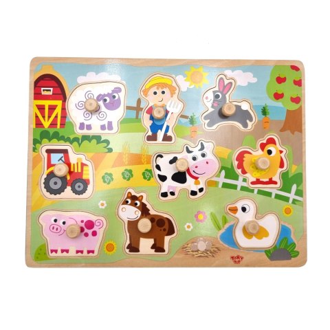 WOOPIE GREEN Drewniane Puzzle Montessori Farma z Pinezkami Do Dopasowania Woopie Let's Go Green WOOPIE GREEN Drewniane Puzzle Montessori Farma z Pinezkami Do Dopasowania Woopie Let's Go Green