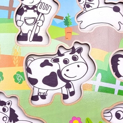 WOOPIE GREEN Drewniane Puzzle Montessori Farma z Pinezkami Do Dopasowania Woopie Let's Go Green WOOPIE GREEN Drewniane Puzzle Montessori Farma z Pinezkami Do Dopasowania Woopie Let's Go Green