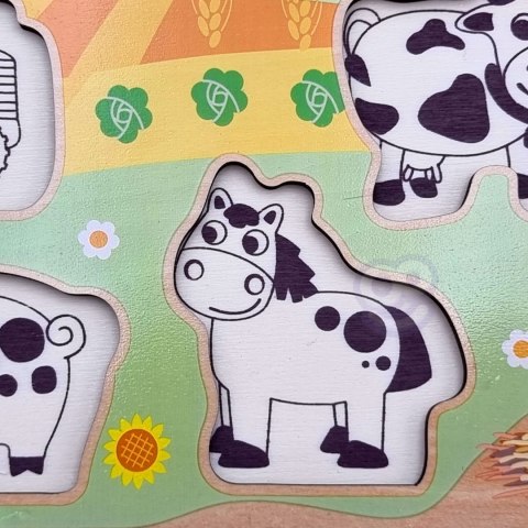 WOOPIE GREEN Drewniane Puzzle Montessori Farma z Pinezkami Do Dopasowania Woopie Let's Go Green WOOPIE GREEN Drewniane Puzzle Montessori Farma z Pinezkami Do Dopasowania Woopie Let's Go Green